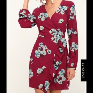 Lulus burgundy wrap dress